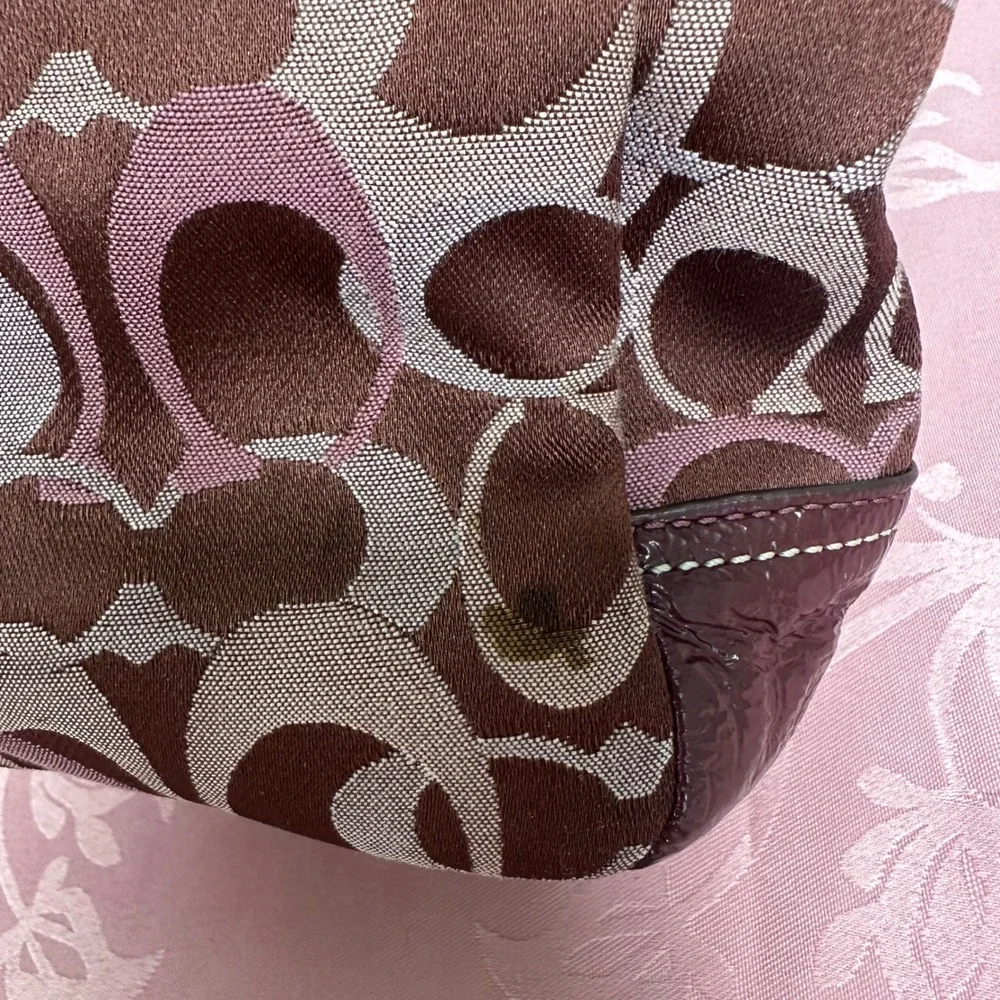 Vintage Coach Gallery Signature East West Tote Burgundy Patent Leather F13762 - Picture 12 of 16